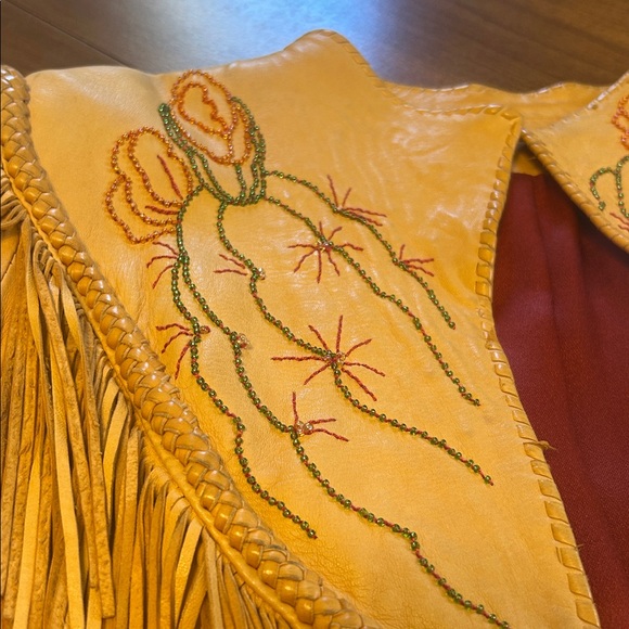 Embroidered Fringe Leather Jacket with beautiful bead work - Picture 2 of 13